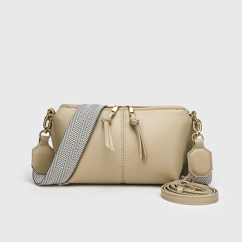 Double Zipper Shell Bag for Women - Lightweight Adjustable Crossbody Purse, Minimalist Commuter Bag with Detachable Strap