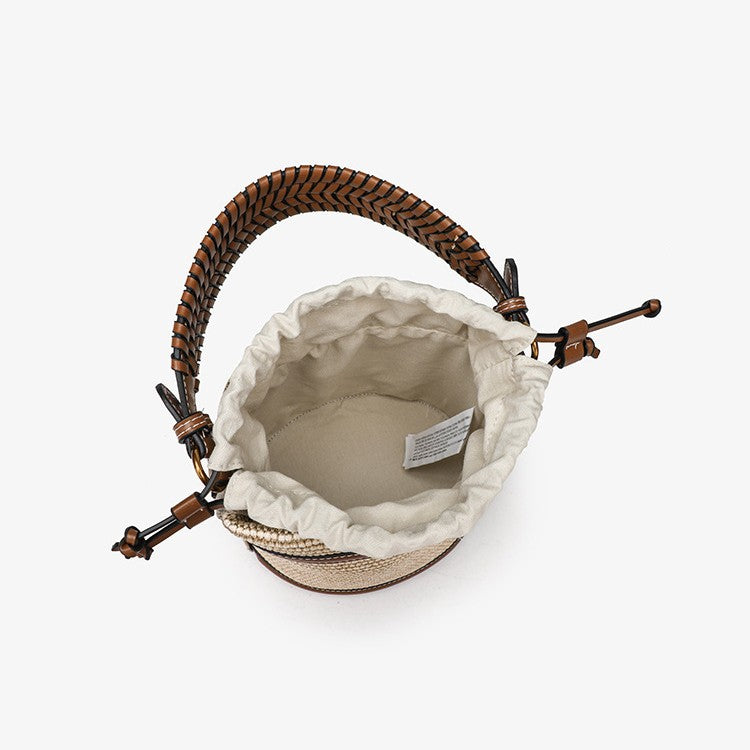 Woven Straw Beach Bag - Adjustable Detachable Shoulder Strap Bucket Bag, Women's Vacation Crossbody Purse for Resort Holiday