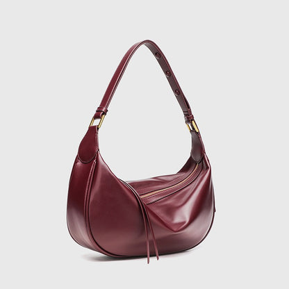 Vintage PU Shoulder Bag - Zipper Top Hobo Purse with Detachable Strap, Adjustable Underarm Bag