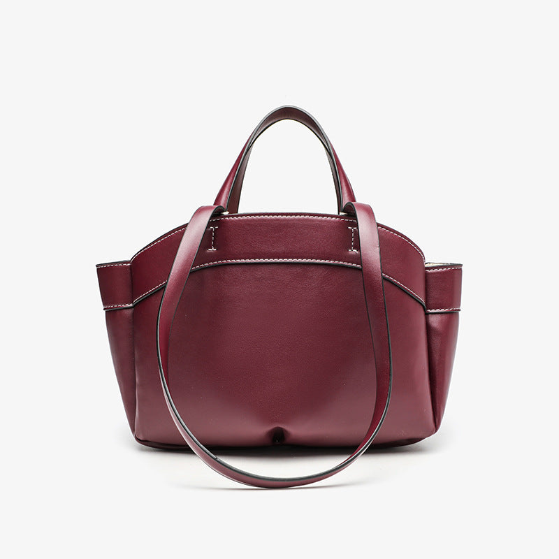 Shell Shape Tote Bag for Women - Medium PU Leather Shoulder Bag, Structured Handle Carry Work Purse