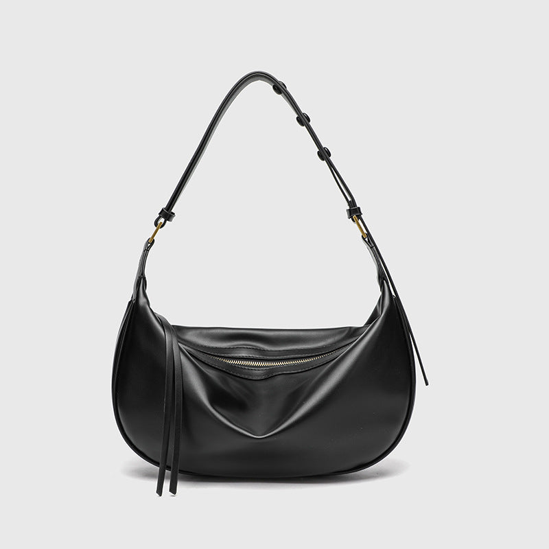 Vintage PU Shoulder Bag - Zipper Top Hobo Purse with Detachable Strap, Adjustable Underarm Bag