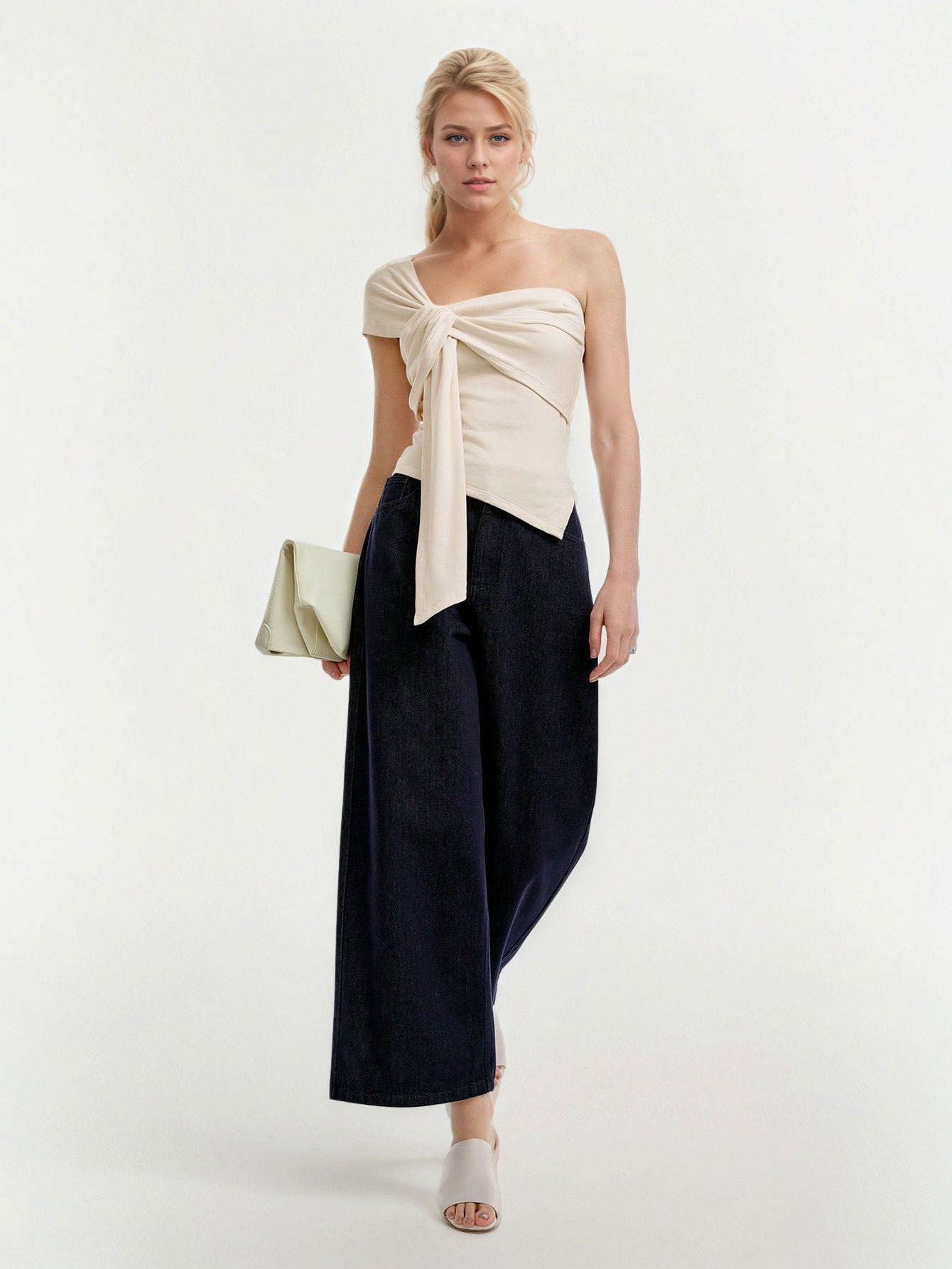 Asymmetric Hem Off Shoulder Top for Women, Summer Chic Sleeveless T Shirt Sexy Slim Fit Blouse