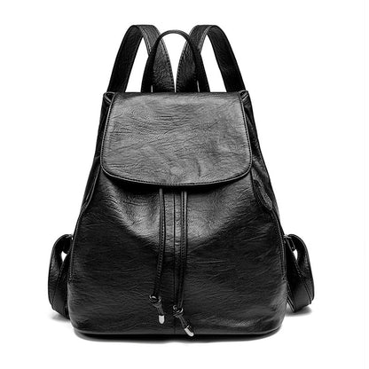 Women's Drawstring Backpack with Handles, Waterproof Soft PU Leather Structured Rucksack