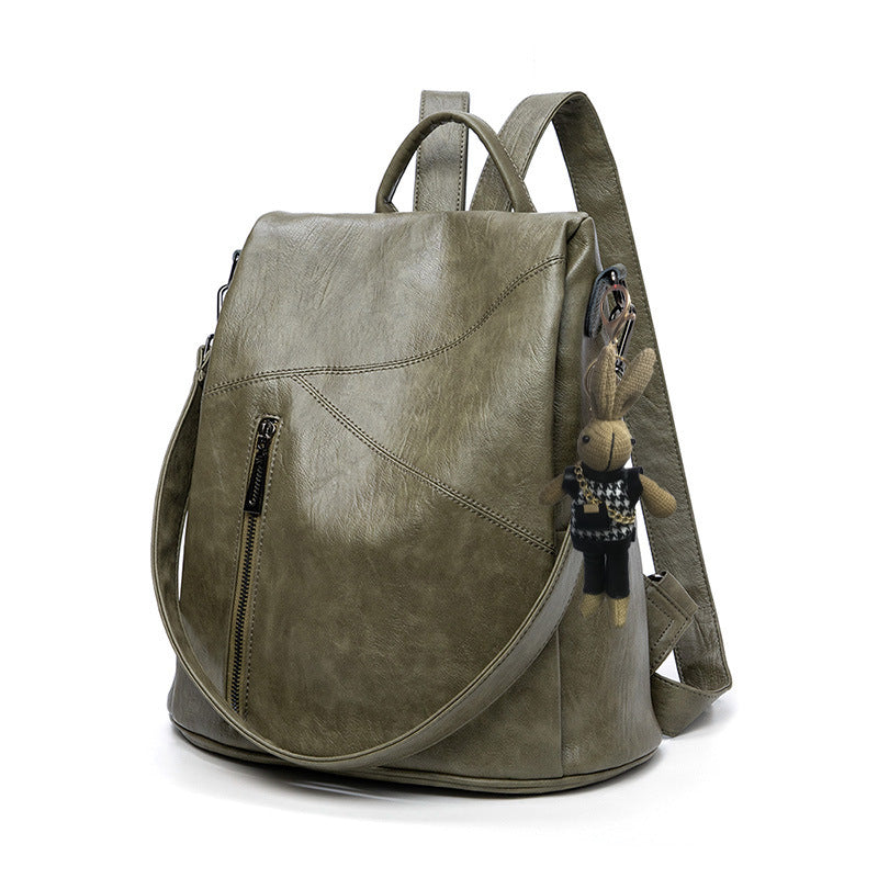 Multi-Pocket Lightweight Backpack for Women - Waterproof Soft Leather Travel Bag with Adjustable Straps, Korean Style Durable Daypack