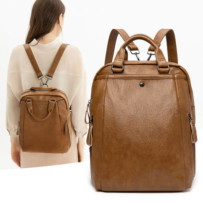 Ultra Lightweight Laptop Backpack for Women - Multi-pocket PU Business Bag, Large Capacity Multi-functional Backpack with Top Handle