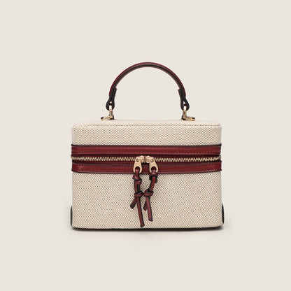 Women's Retro Box Bag with Zipper Closure, Adjustable Shoulder Strap Crossbody Purse with Top Handle