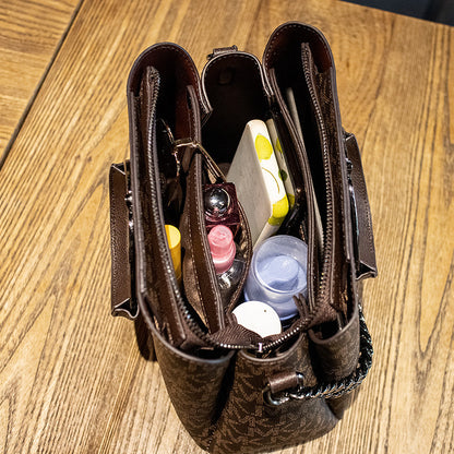 Retro Bucket Bag for Women - Large PVC Crossbody Purse with Metal Handle, Zip Top Boho Shoulder Bag