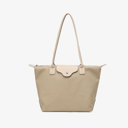 Commuter Bucket Tote Bag for Women - Large Capacity Nylon Shoulder Bag, Lightweight Color Block Work Bag