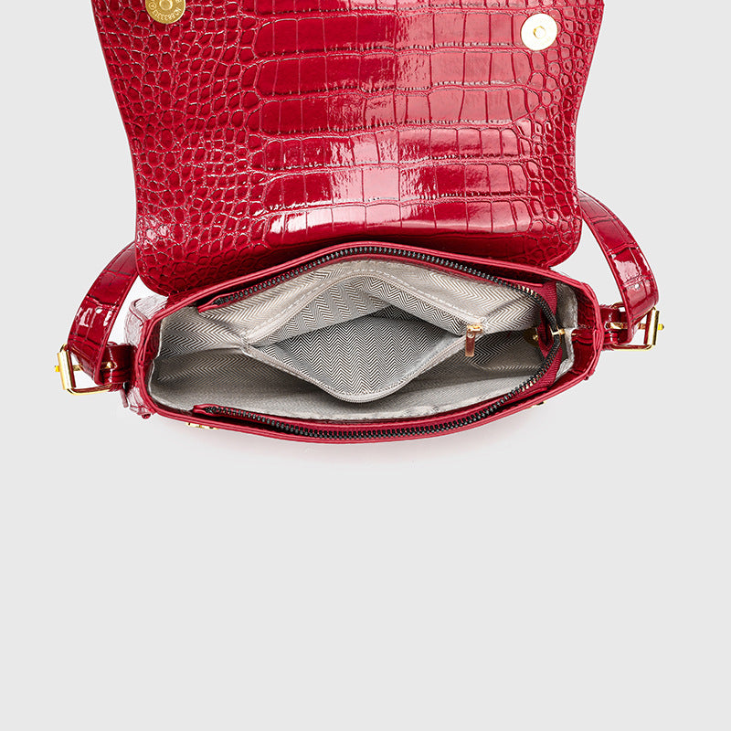 Scale Pattern Square Bag - PU Flap Top Purse with Magnetic Closure, Adjustable Detachable Shoulder Strap