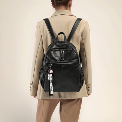 Waterproof PU Backpack - Large Capacity Travel Bookbag with Zip Top, Durable Student Backpack with Carry Handle