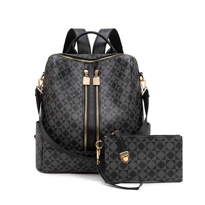 Large Capacity Print Checkerboard Travel Diaper Backpack with Detachable Organizer