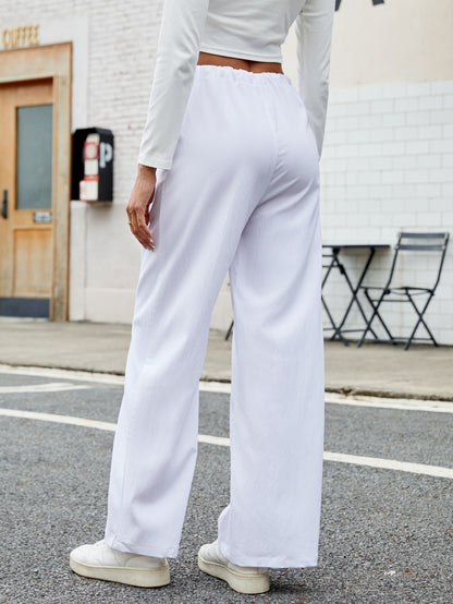 Fall Winter Straight Leg Sweatpants for Women, Loose Fit Mid Waist Wide Leg Trousers