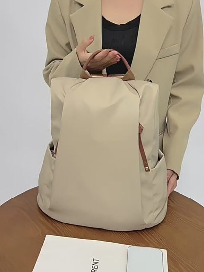 Double Zipper Anti-Theft Backpack for Women - Lightweight Large Capacity Canvas Travel Bag with Top Handle