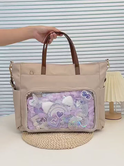 Japanese Style Laptop Tote Bag - Waterproof Oxford Shoulder Bag with Multiple Interlayers, Large Capacity Lightweight Tote with Detachable Adjustable Strap